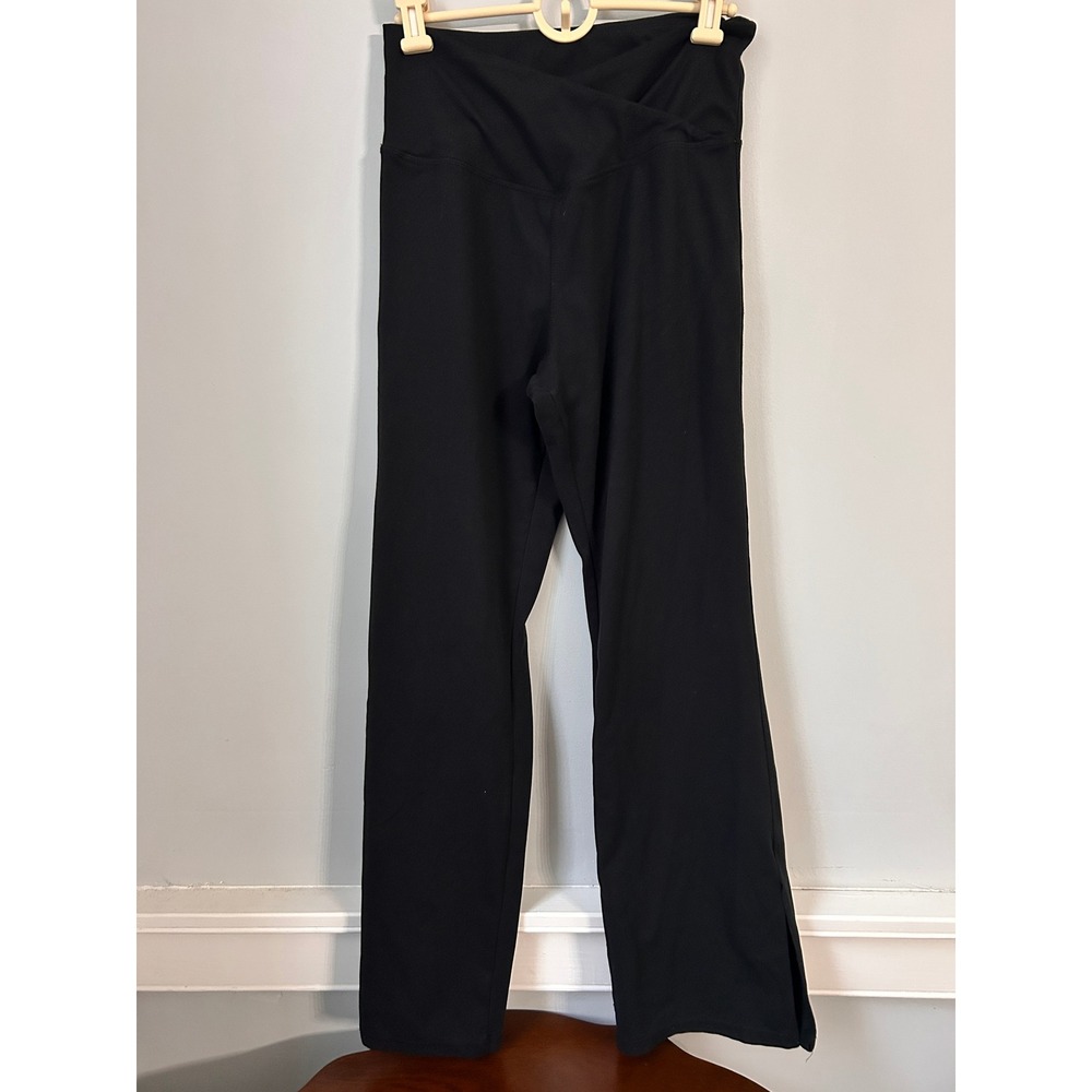 Danskin Womens Black Crossover High Waist Flare Leg Yoga Pants Size M 9712